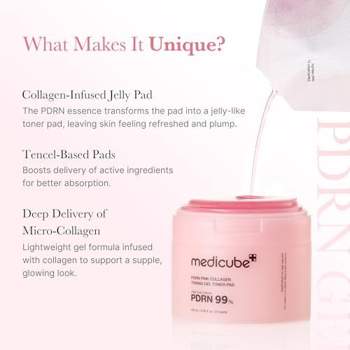 Medicube - PDRN Pink Collagen Toning Gel Toner Pad - 120ml/70ea
