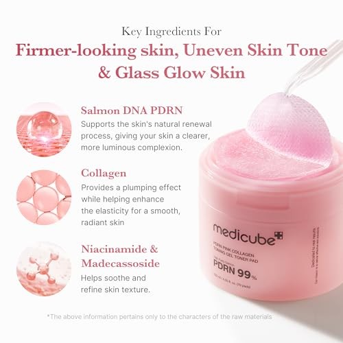 Medicube - PDRN Pink Collagen Toning Gel Toner Pad - 120ml/70ea