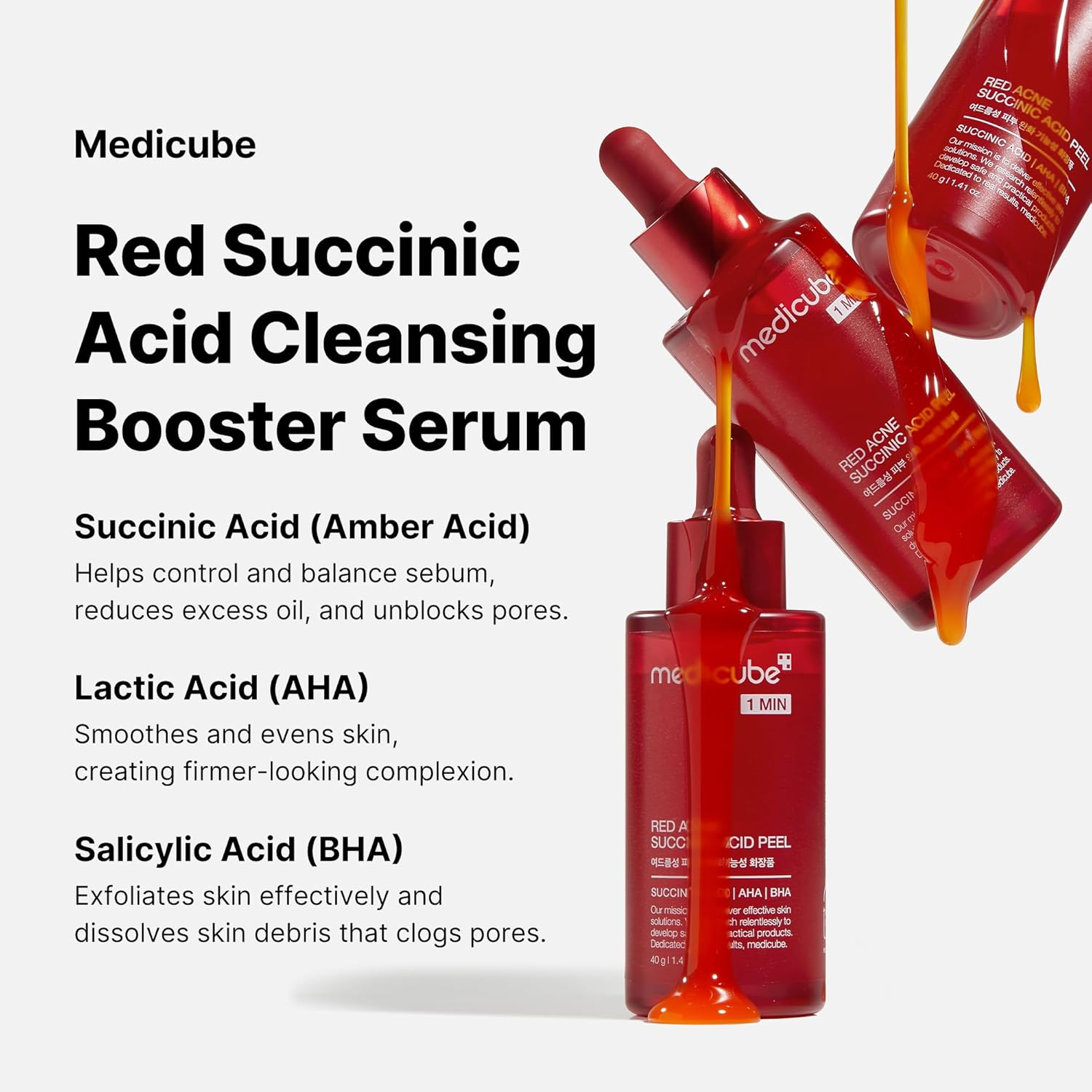 Medicube Red Succinic 21% Acid Cleansing Booster Serum 40g
