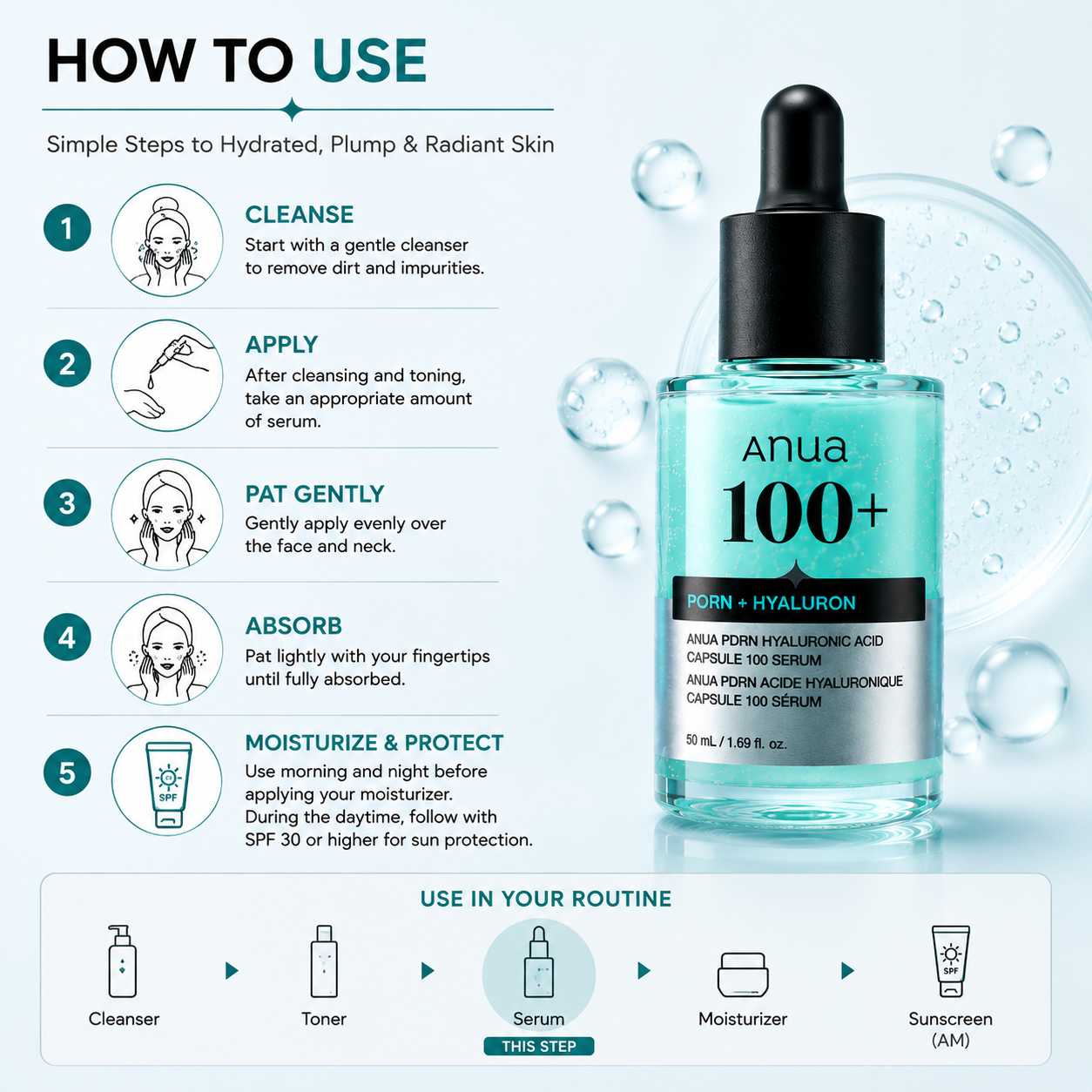 ANUA (KDH) PDRN Hyaluronic Acid Capsule 100 Serum 50ml + GAT Keyring