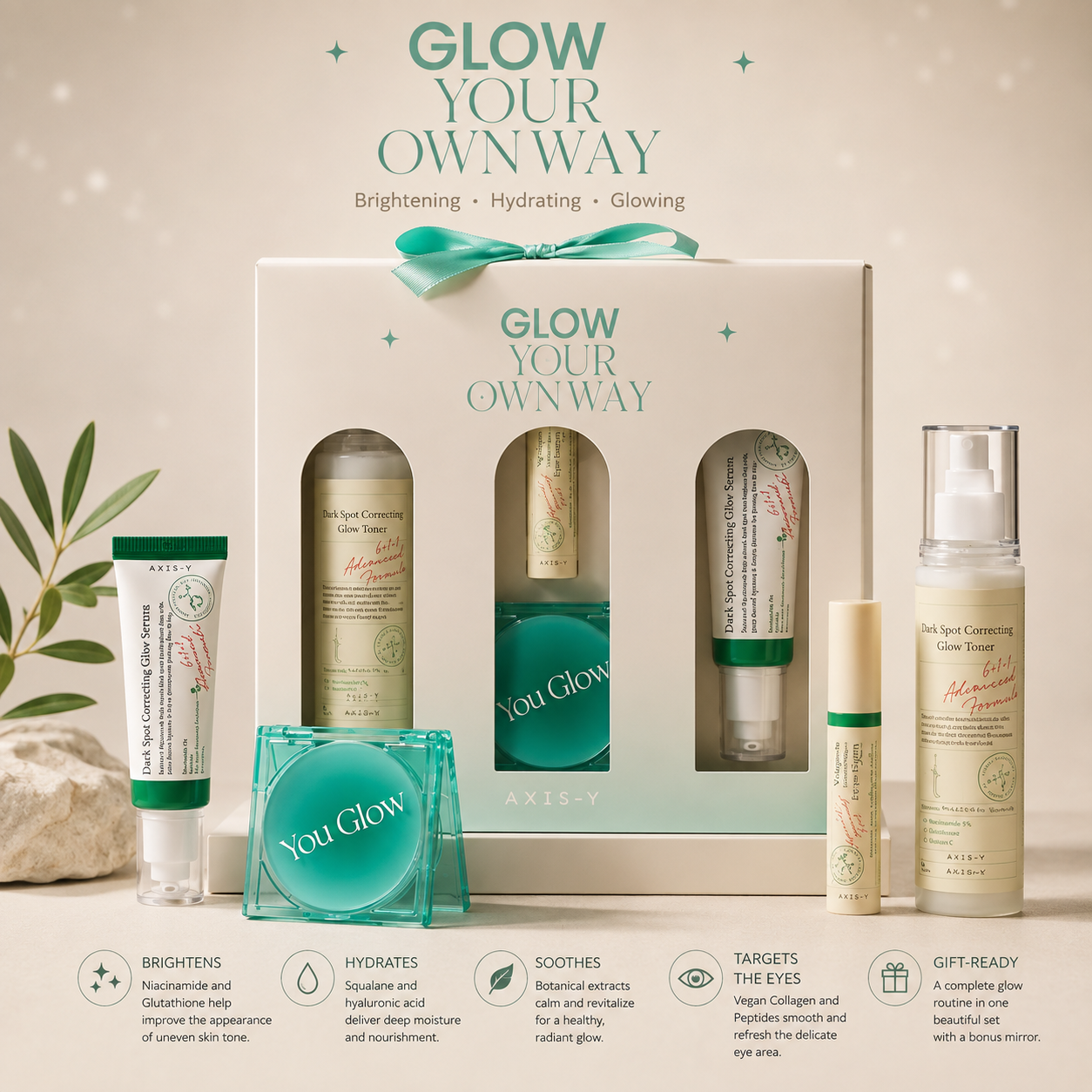 AXIS-Y Glow Your Own Way Limited Edition Set – 3-Piece Brightening & Glow Routine