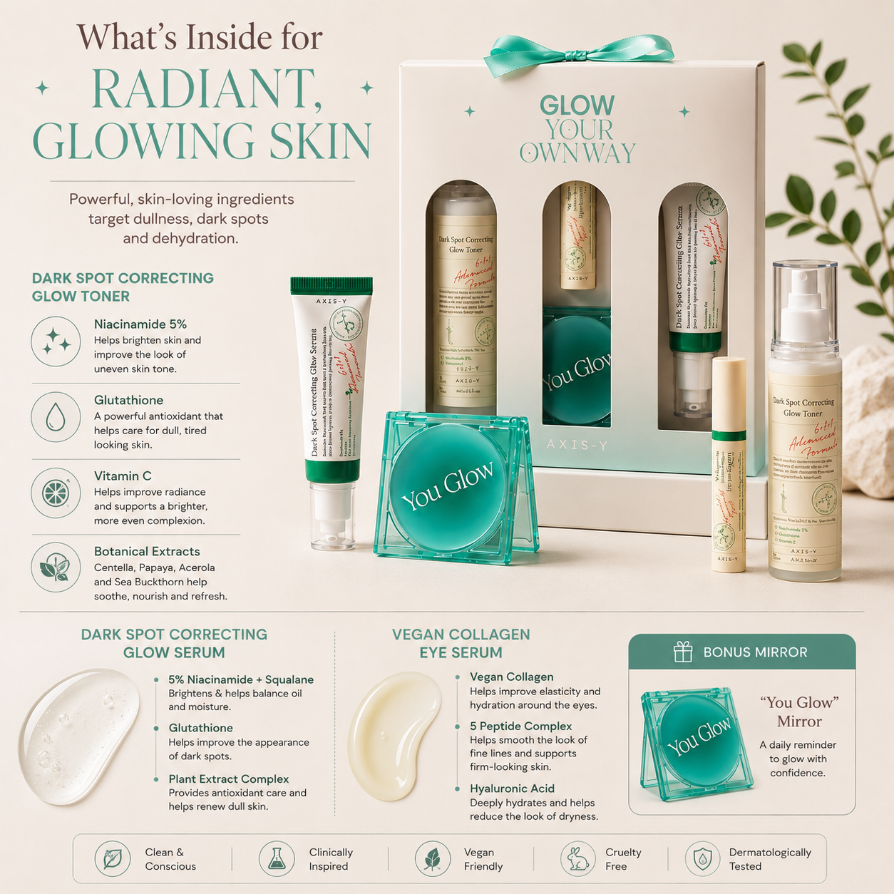 AXIS-Y Glow Your Own Way Limited Edition Set – 3-Piece Brightening & Glow Routine
