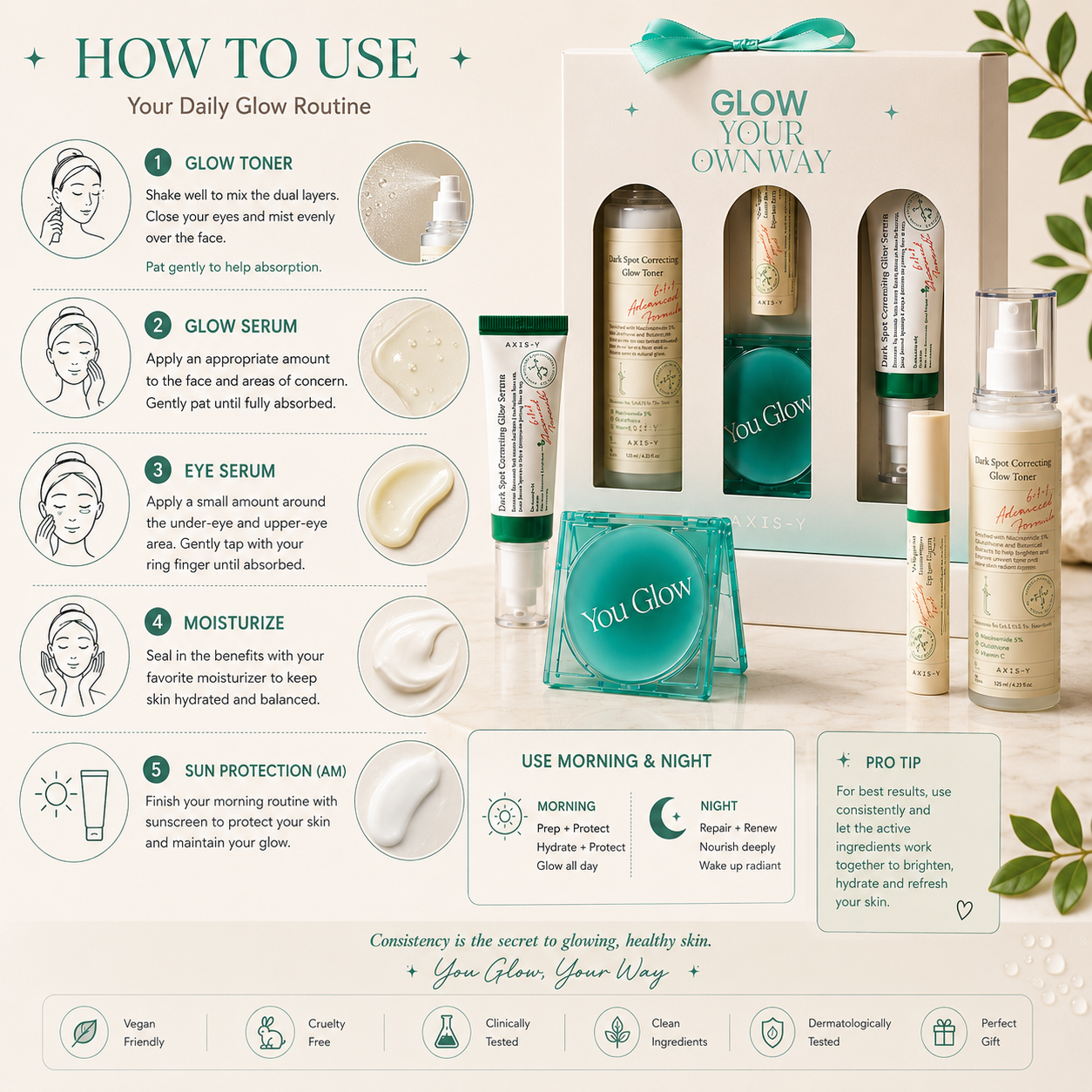 AXIS-Y Glow Your Own Way Limited Edition Set – 3-Piece Brightening & Glow Routine