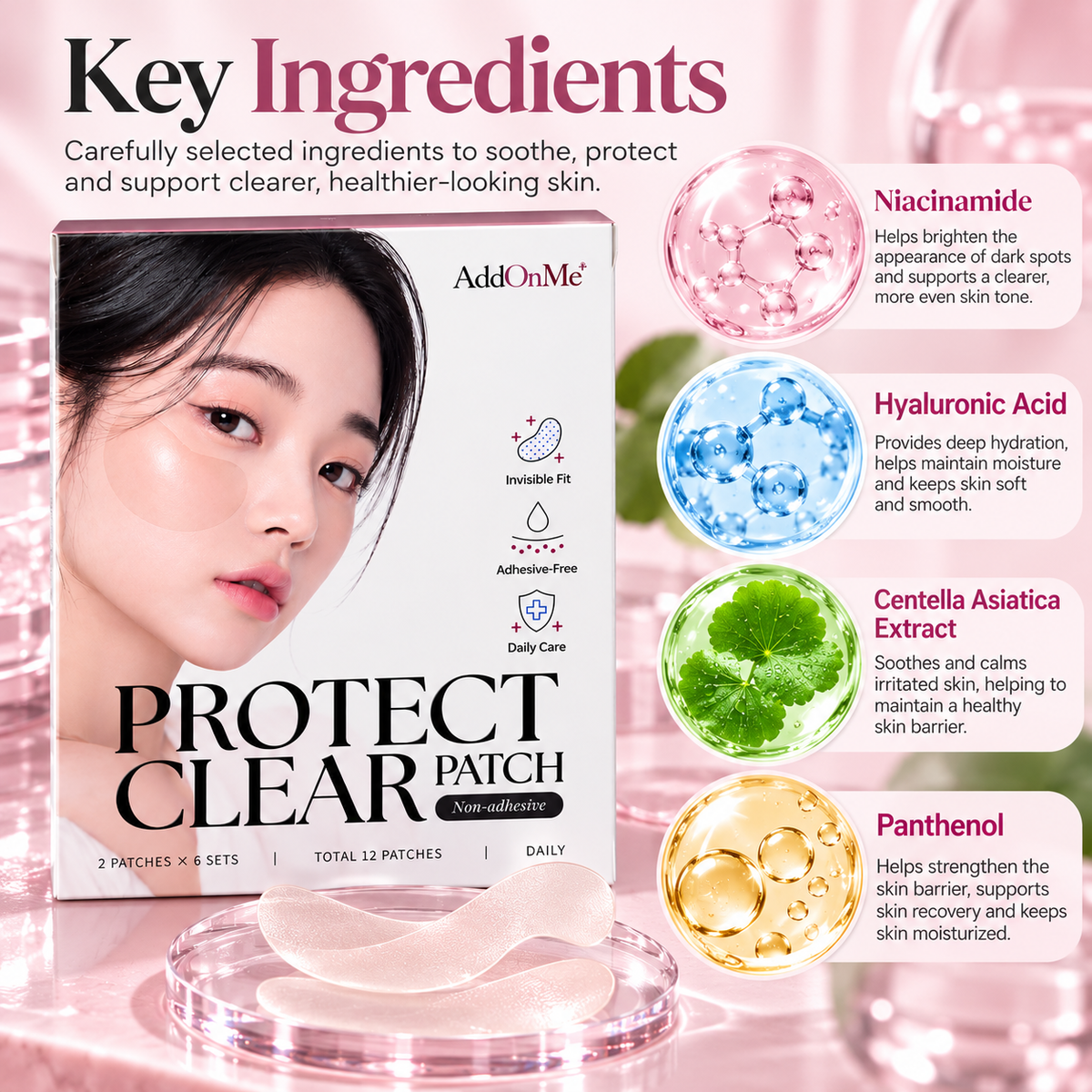 AddOnMe+ Protect Clear Patch 12Pcs