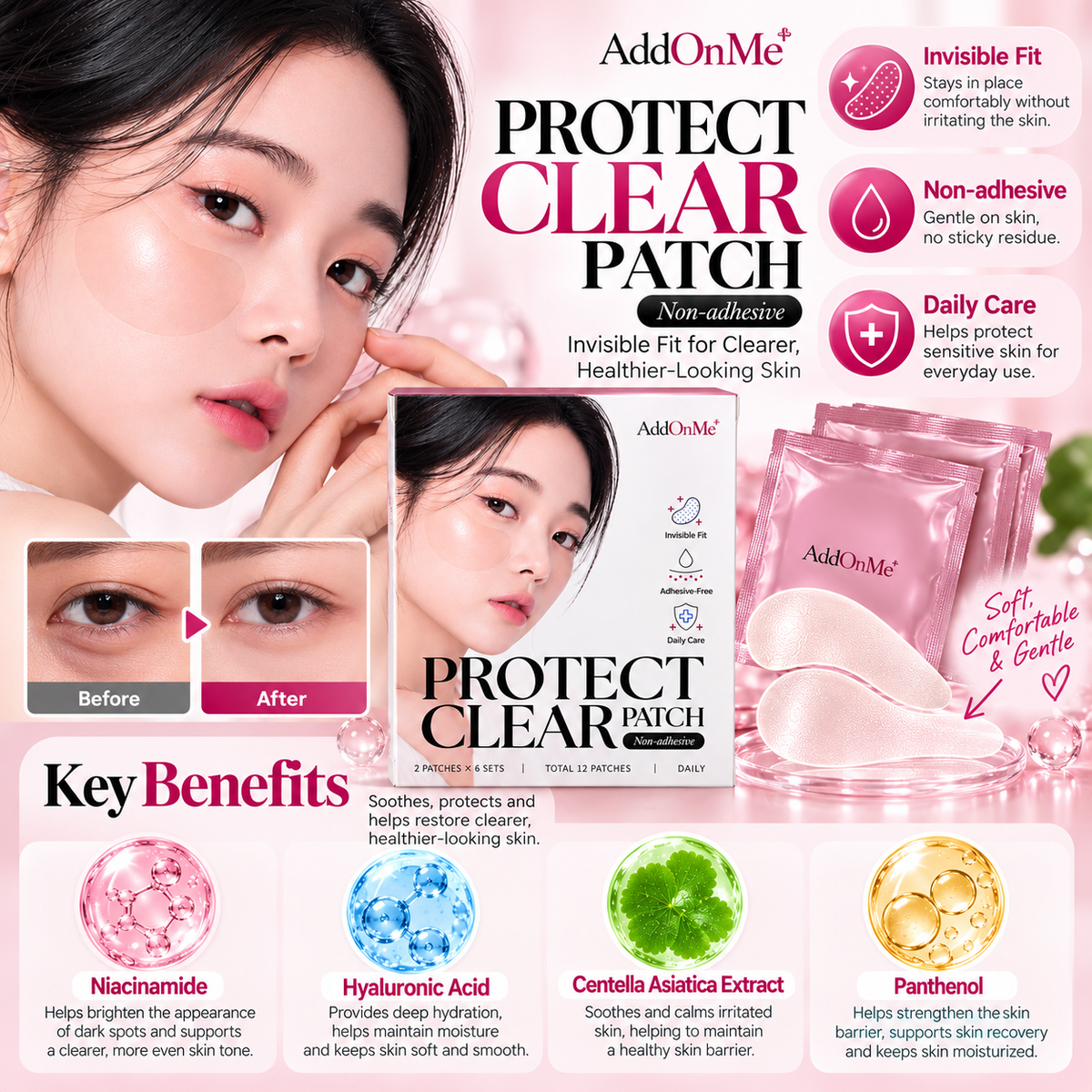 AddOnMe+ Protect Clear Patch 12Pcs