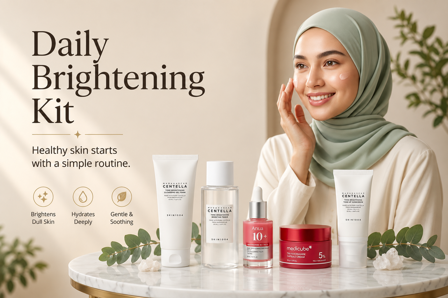 Anua × Medicube × SKIN1004 - Daily Brightening Skincare Routine Kit (5-Piece Set)