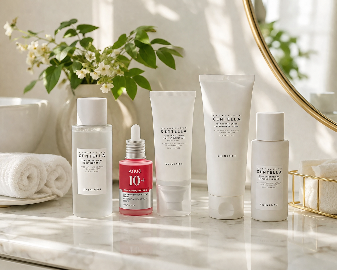 Anua × Medicube × SKIN1004 - Daily Brightening Skincare Routine Kit (5-Piece Set)