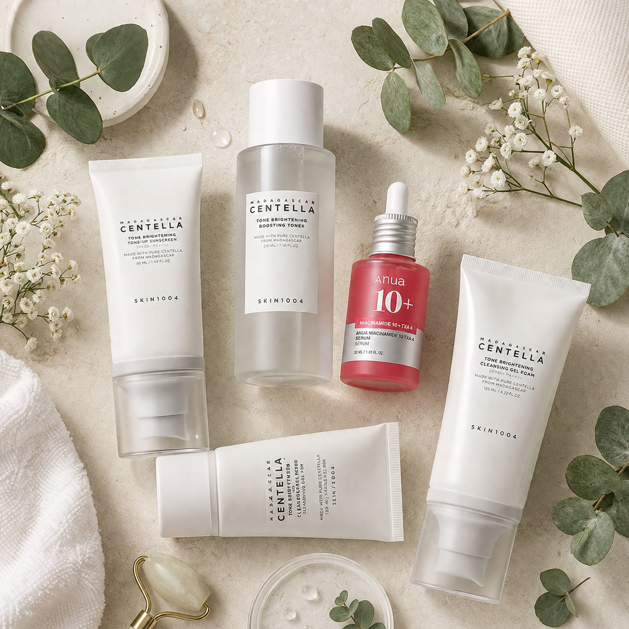 Anua × Medicube × SKIN1004 - Daily Brightening Skincare Routine Kit (5-Piece Set)