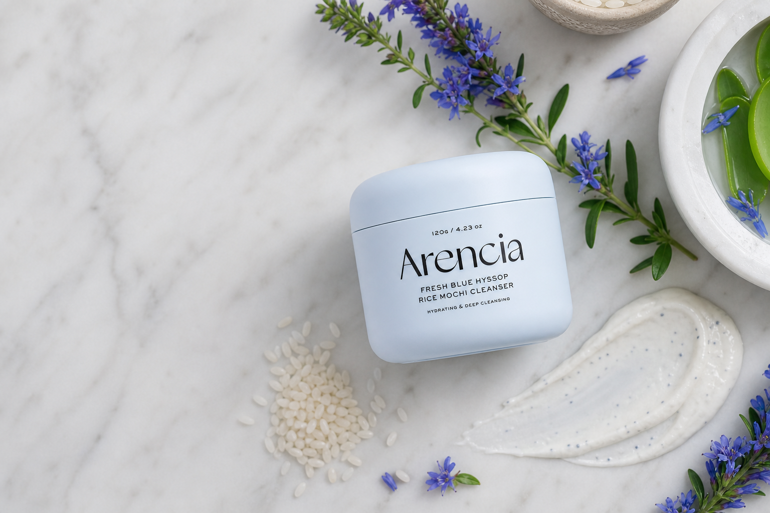 Arencia Fresh Blue Hyssop Rice Mochi Cleanser 120g