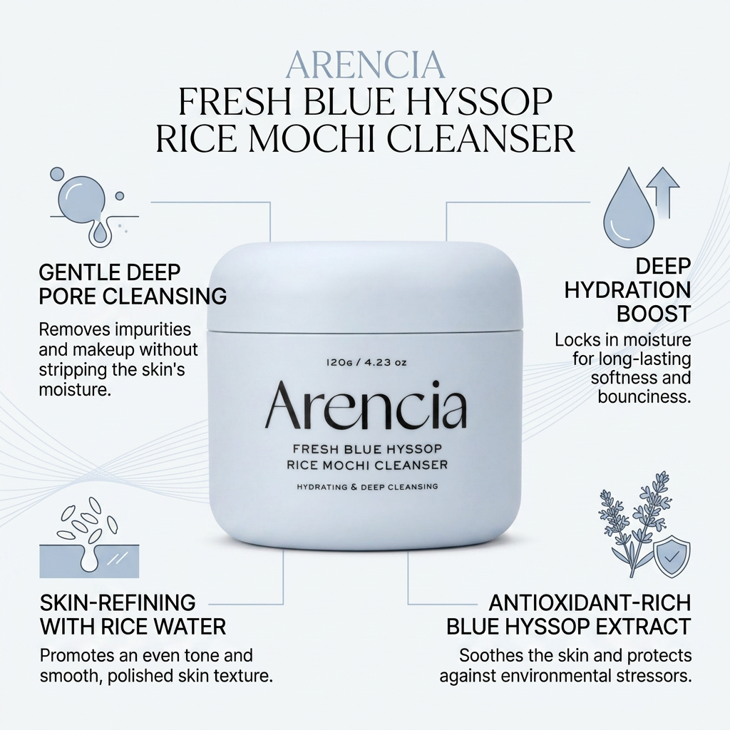 Arencia Fresh Blue Hyssop Rice Mochi Cleanser 120g