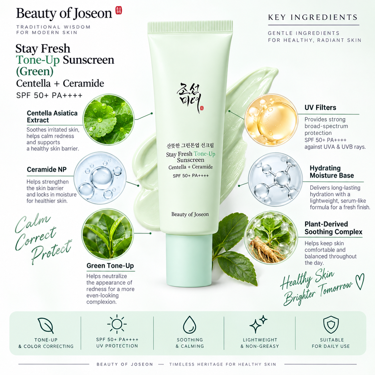Beauty of Joseon Stay Fresh Tone-Up Sunscreen Green 50ml