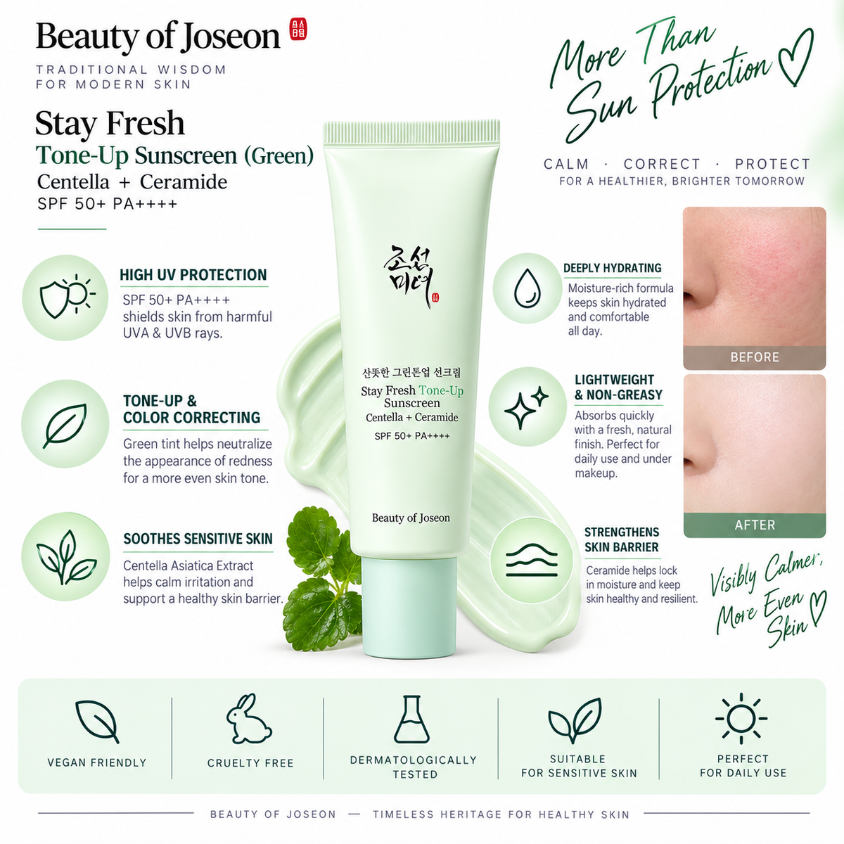 Beauty of Joseon Stay Fresh Tone-Up Sunscreen Green 50ml