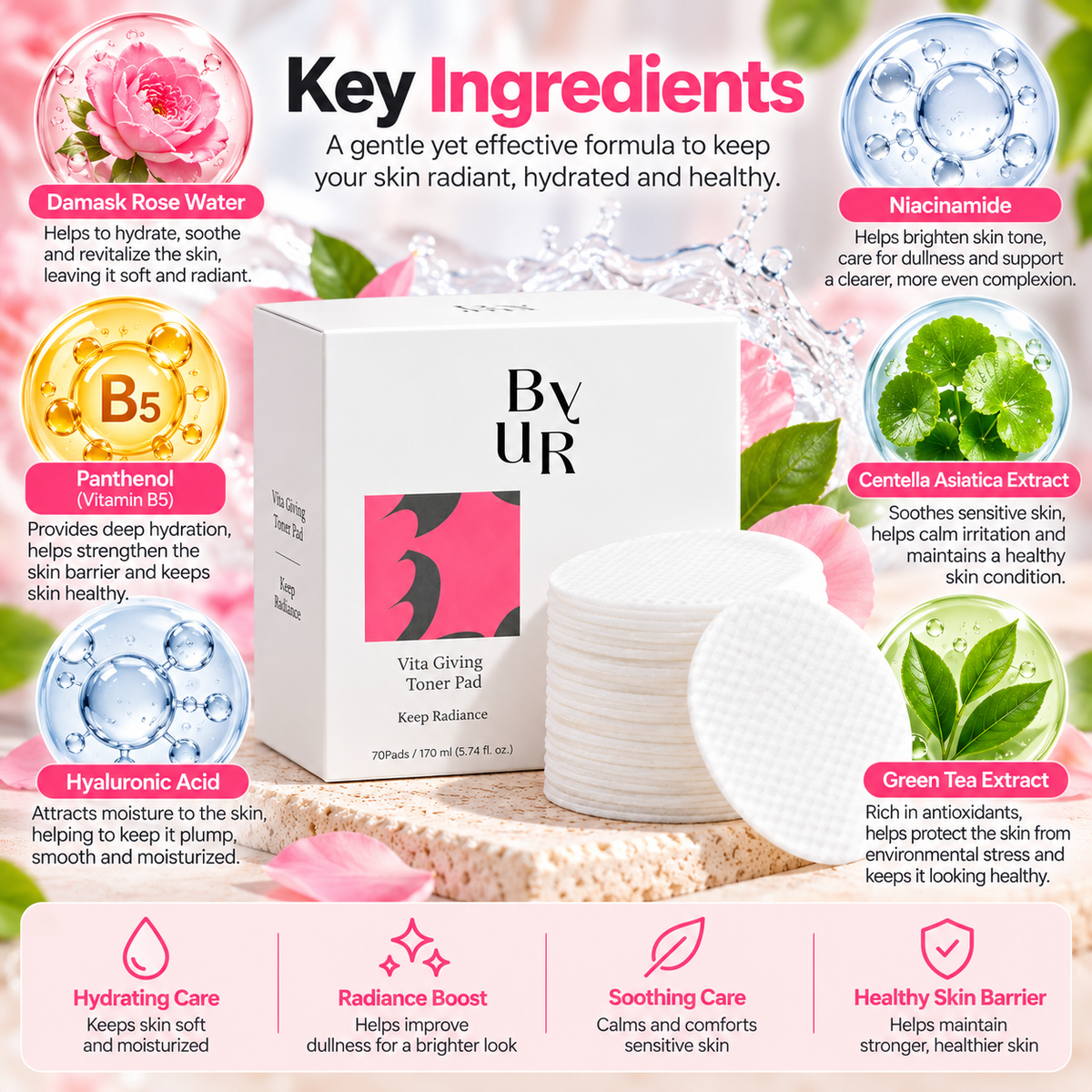 ByUR Vita Giving Keep Radiance Toner Pads 70 Pads