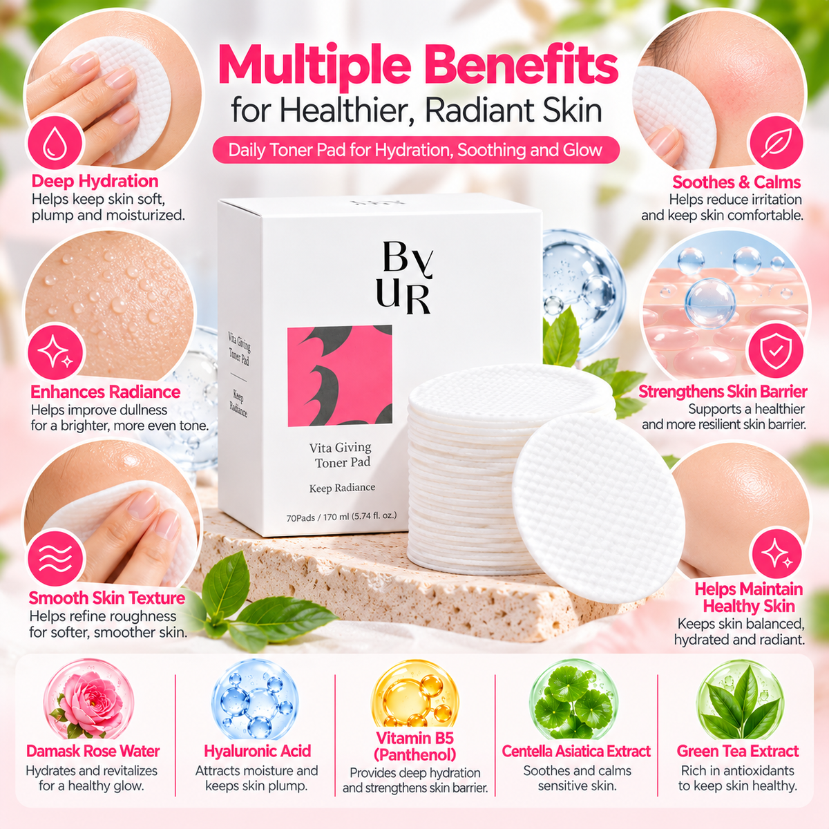 ByUR Vita Giving Keep Radiance Toner Pads 70 Pads
