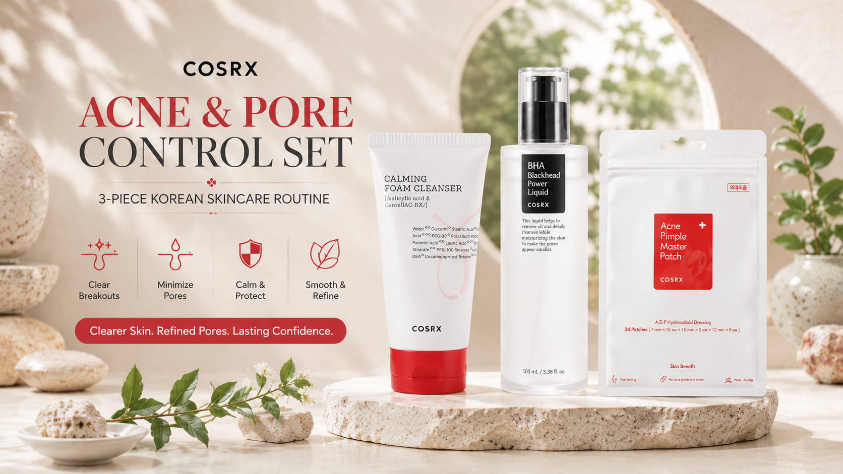 COSRX Acne & Pore Control Set – 3-Piece Korean Skincare Routine