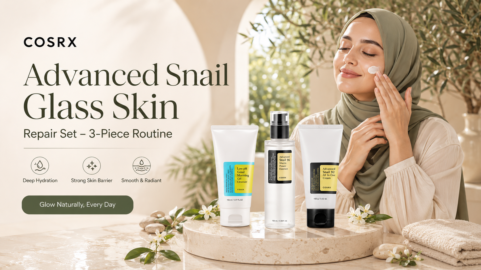 COSRX Advanced Snail Glass Skin Repair Set – 3-Piece Korean Skincare Routine