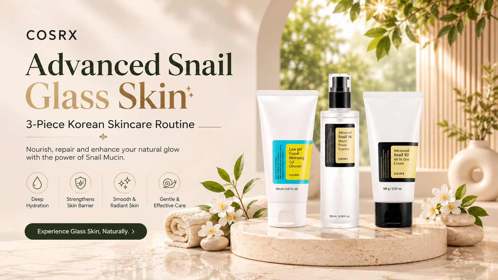 COSRX Advanced Snail Glass Skin Repair Set – 3-Piece Korean Skincare Routine