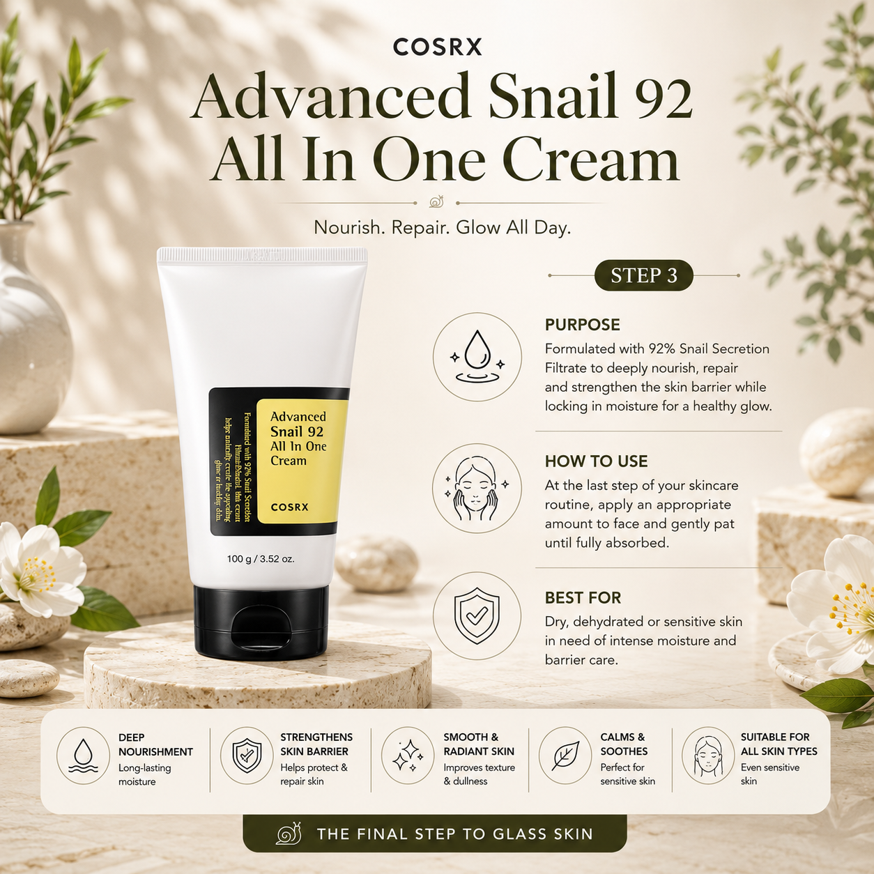 COSRX Advanced Snail Glass Skin Repair Set – 3-Piece Korean Skincare Routine