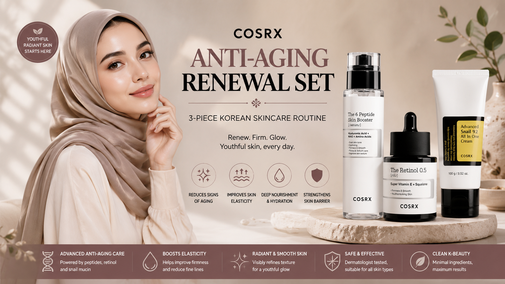 COSRX Anti-Aging Renewal Set – 3-Piece Korean Skincare Routine