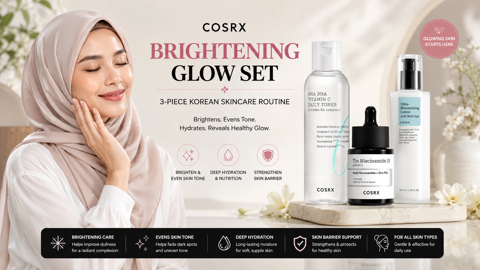 COSRX Brightening Glow Set – 3-Piece Korean Skincare Routine