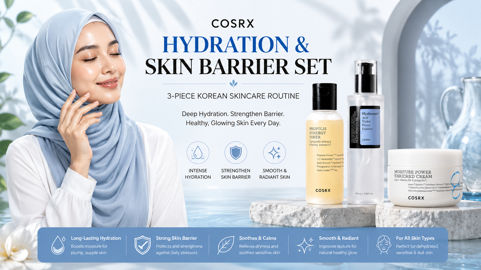 COSRX Hydration & Skin Barrier Set – 3-Piece Korean Skincare Routine