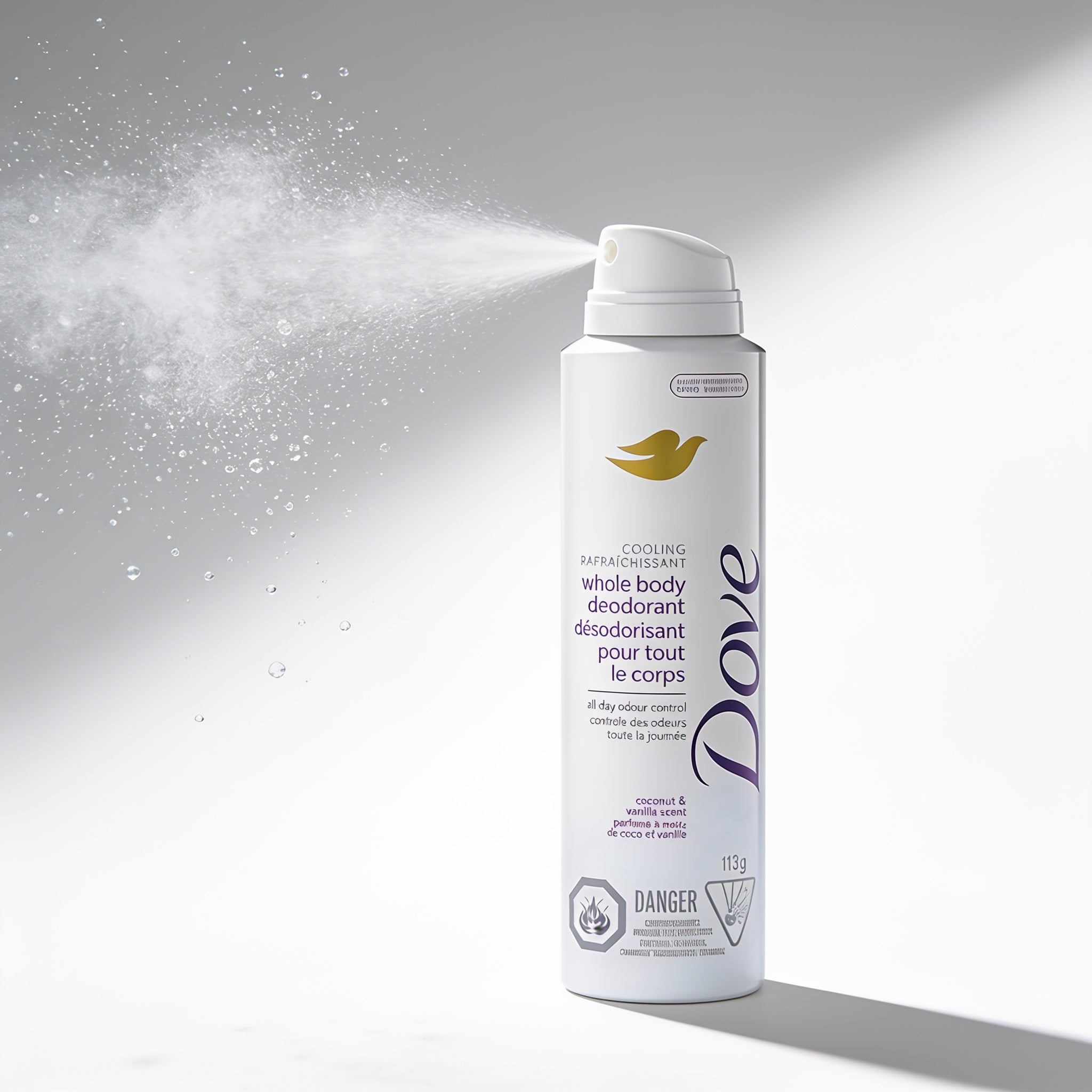 Dove Cooling Whole Body Deodorant, Coconut & Vanilla Scent, 115 g