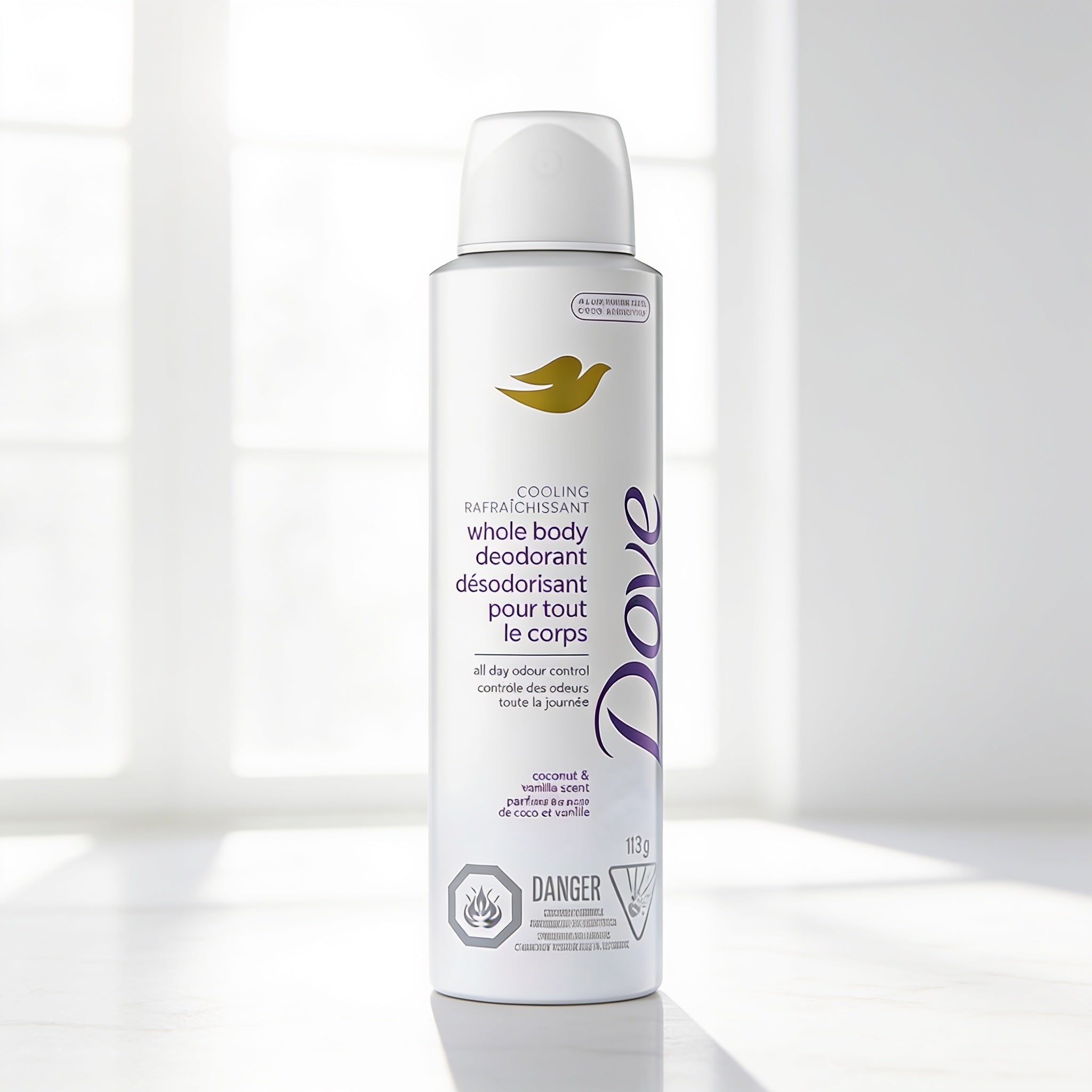 Dove Cooling Whole Body Deodorant, Coconut & Vanilla Scent, 115 g