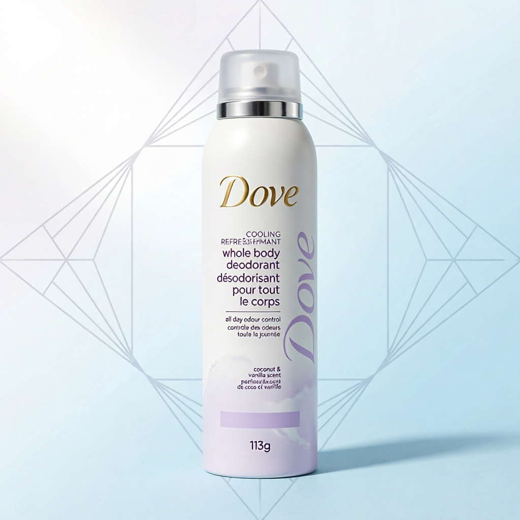 Dove Cooling Whole Body Deodorant, Coconut & Vanilla Scent, 115 g