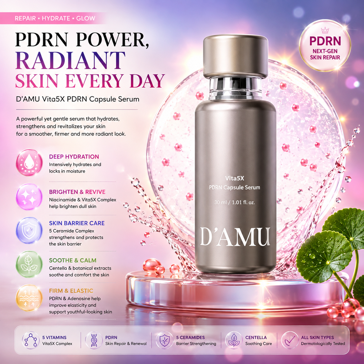 D'AMU VITA5X PDRN CAPSULE SERUM 30ML