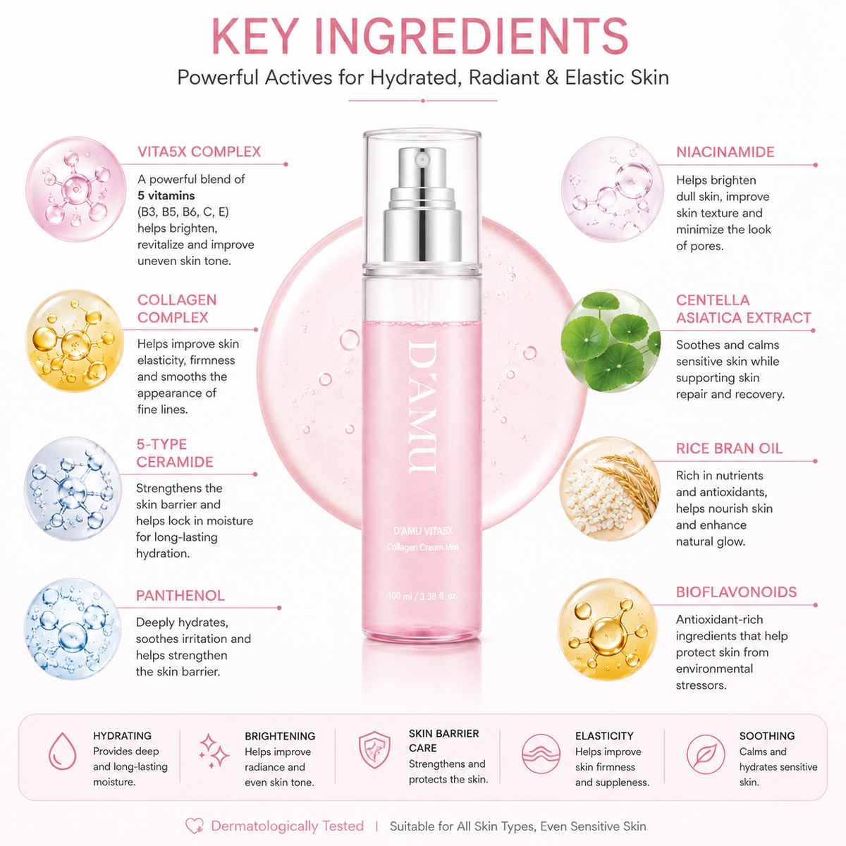 D'AMU Vita5X Collagen Cream Mist 100ml