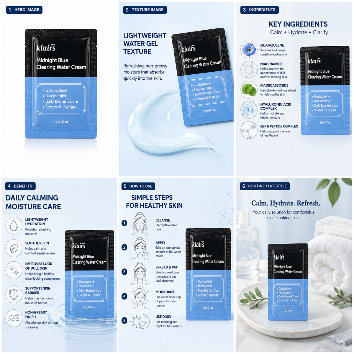 Dear Klairs Midnight Blue Clearing Water Cream 2g