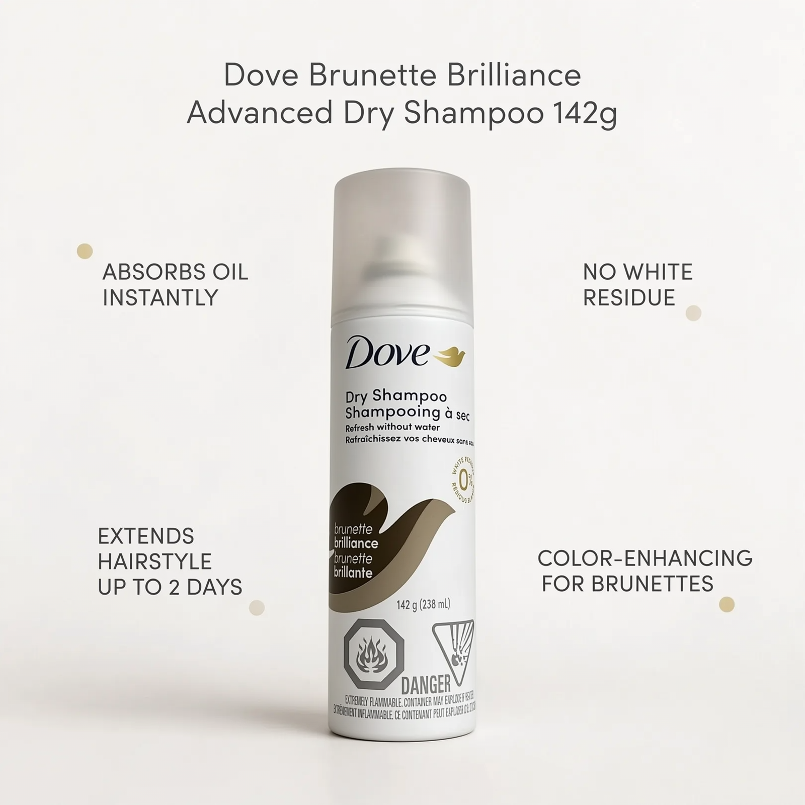 Dove Brunette Brilliance Advanced Dry Shampoo 142g