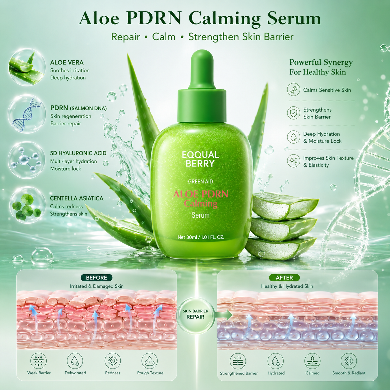 EQQUALBERRY Aloe PDRN Calming Serum 30ml