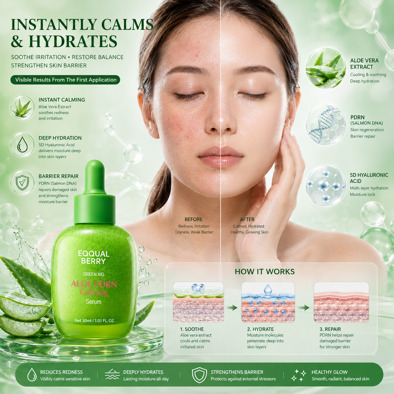 EQQUALBERRY Aloe PDRN Calming Serum 30ml