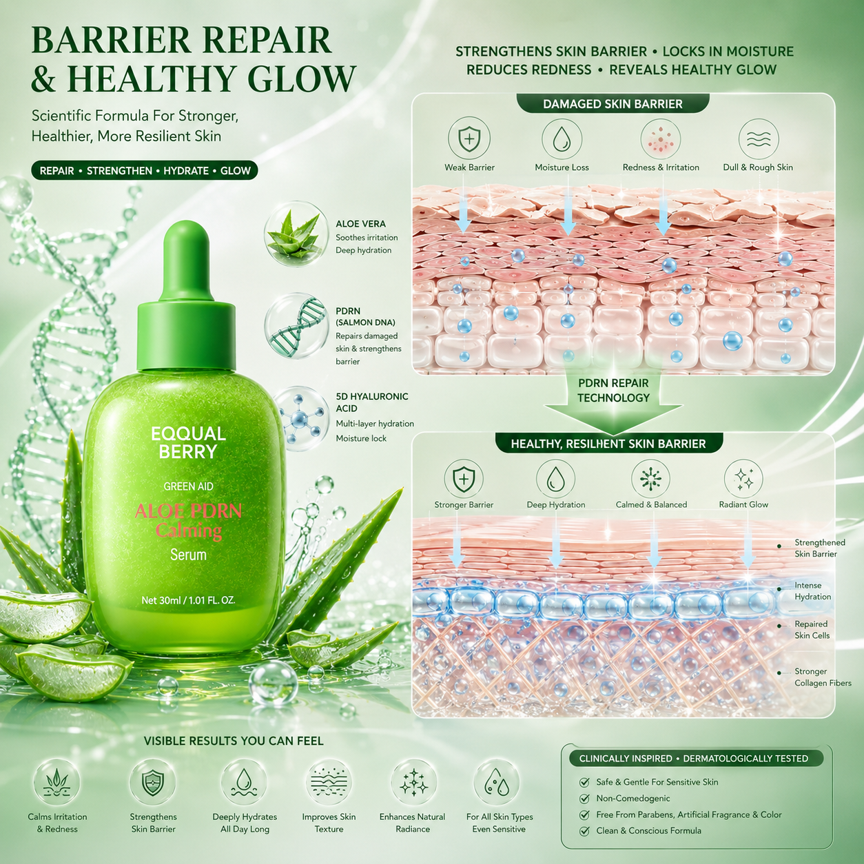 EQQUALBERRY Aloe PDRN Calming Serum 30ml