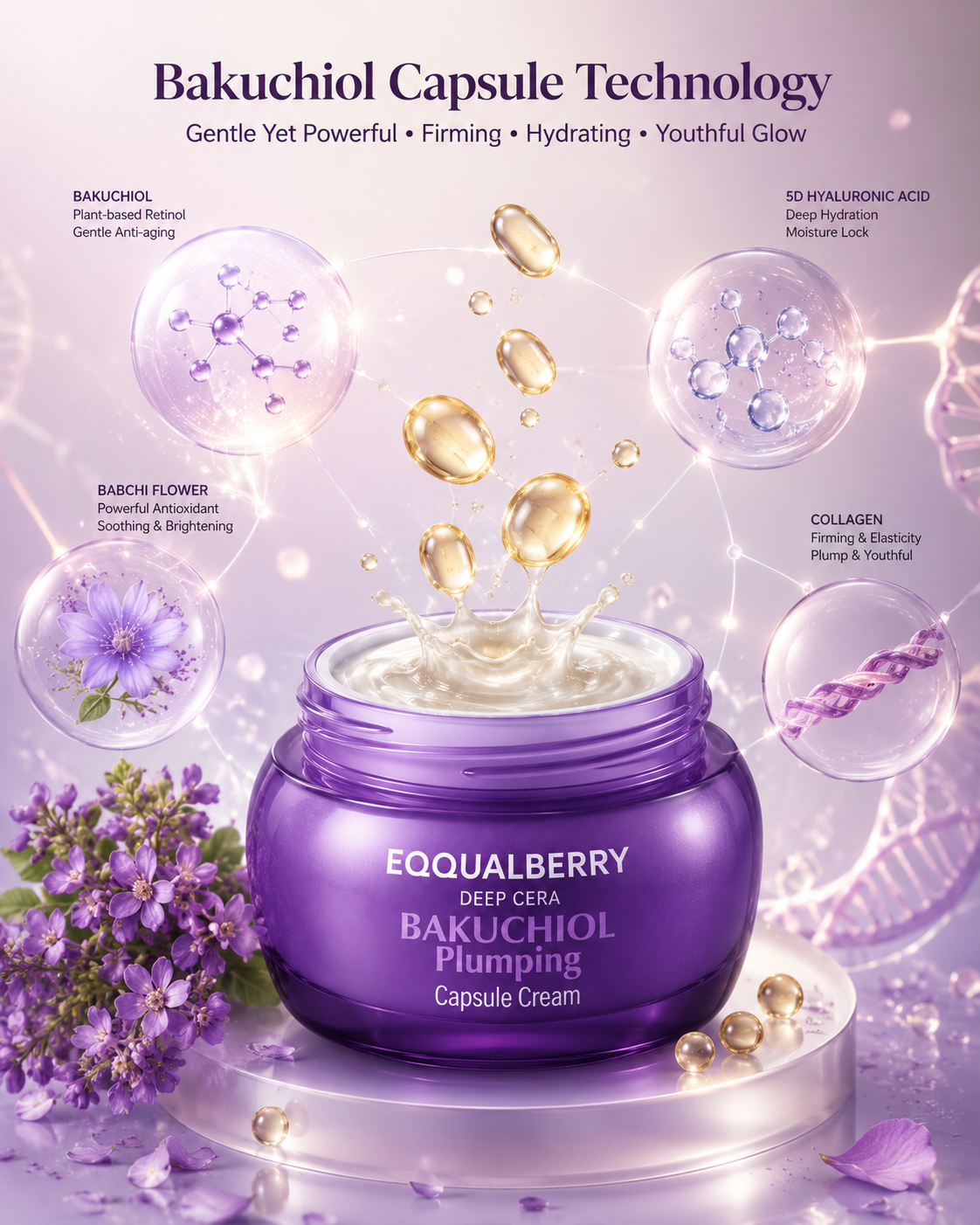 EQQUALBERRY Bakuchiol Plumping Capsule Cream 50ml
