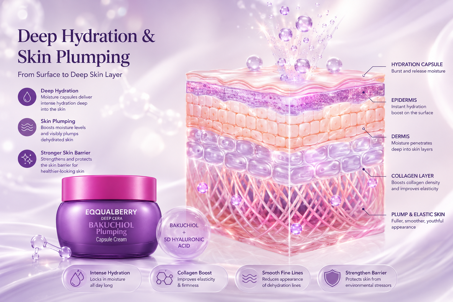 EQQUALBERRY Bakuchiol Plumping Capsule Cream 50ml