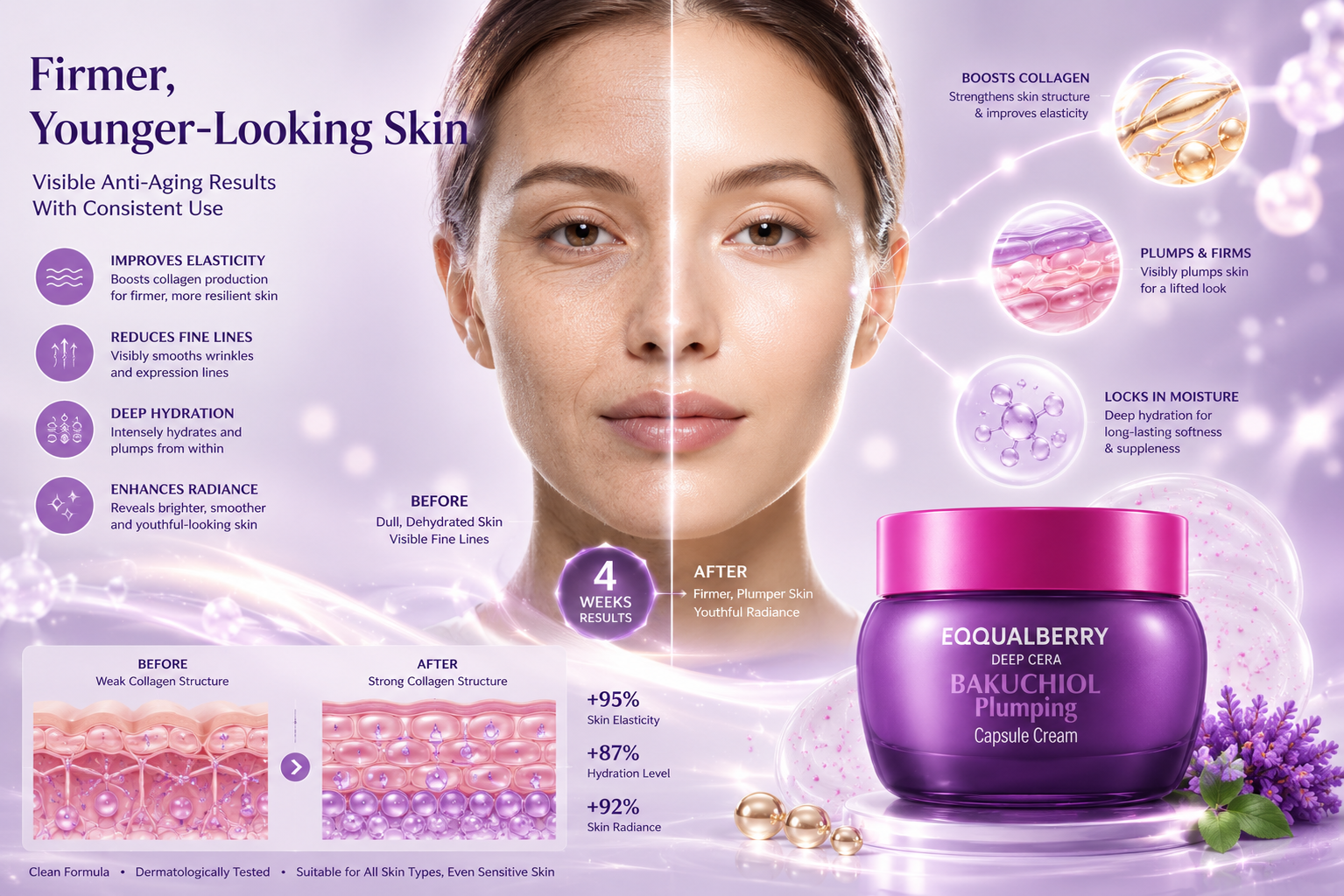 EQQUALBERRY Bakuchiol Plumping Capsule Cream 50ml