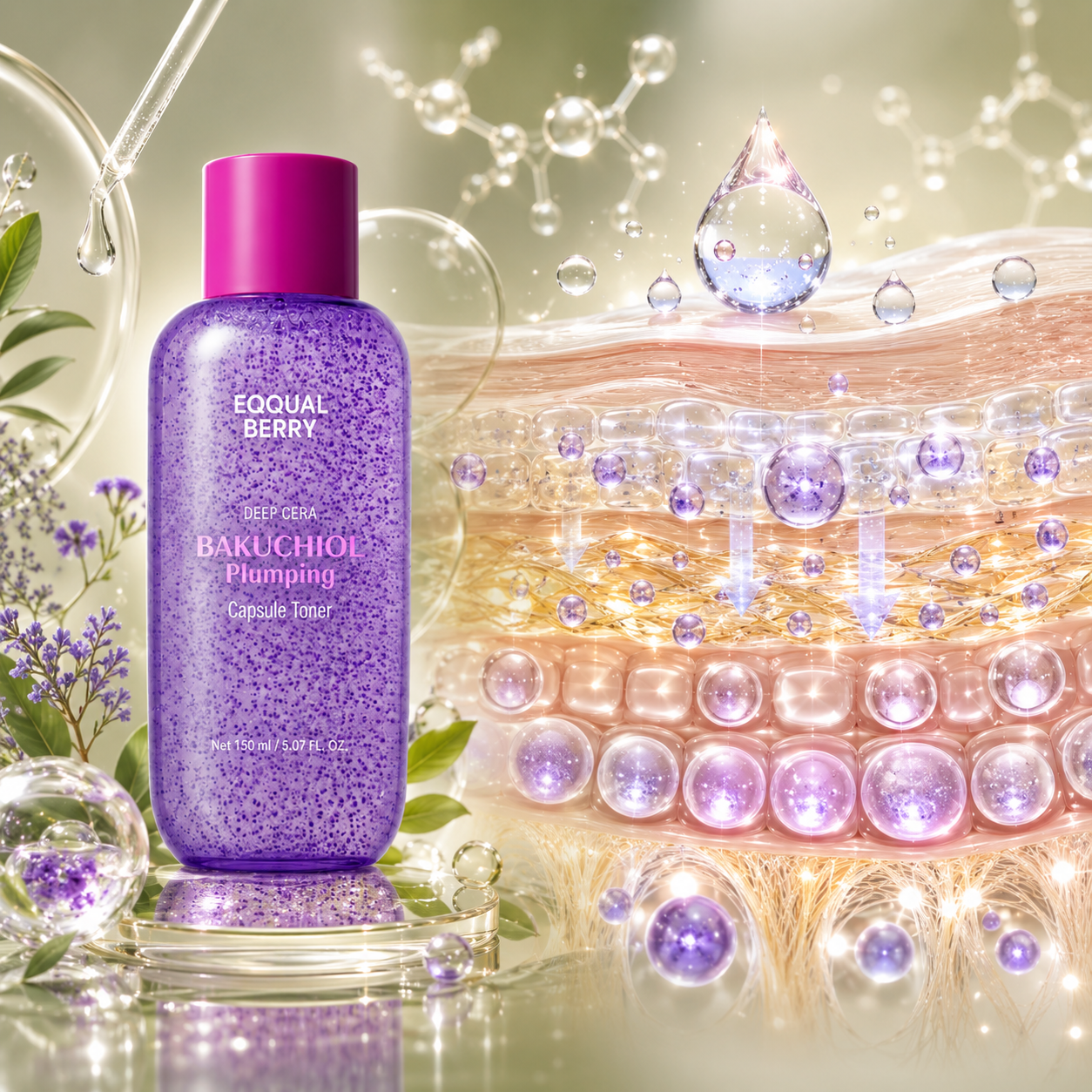EQQUALBERRY Bakuchiol Plumping Capsule Toner 150ml