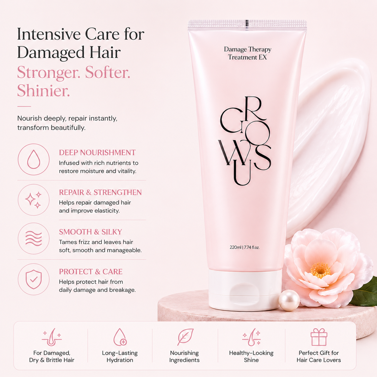 GROWUS Damage Therapy Hair Cream Treatment EX 220ml