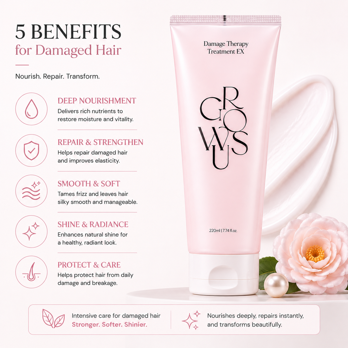 GROWUS Damage Therapy Hair Cream Treatment EX 220ml