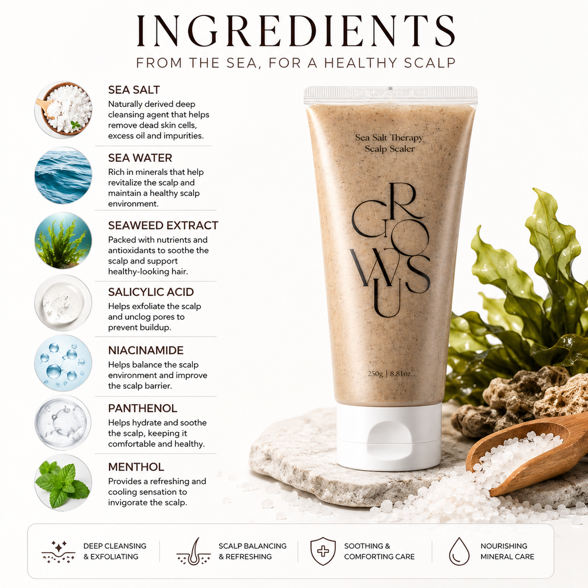 GROWUS Sea Salt Therapy Scalp Scaler 250g