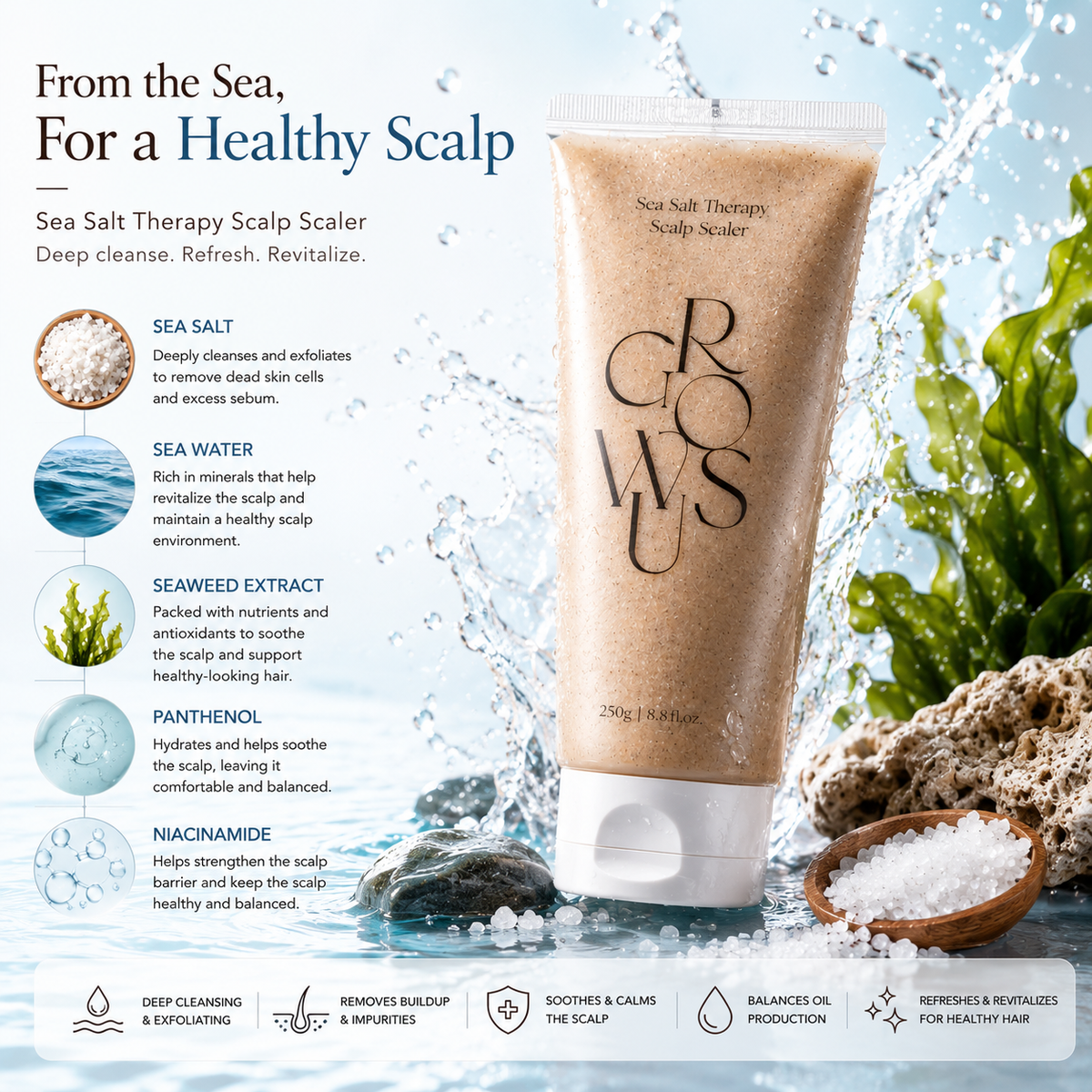 GROWUS Sea Salt Therapy Scalp Scaler 250g