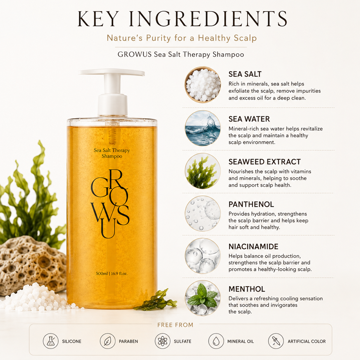 GROWUS Sea Salt Therapy Shampoo 500ml