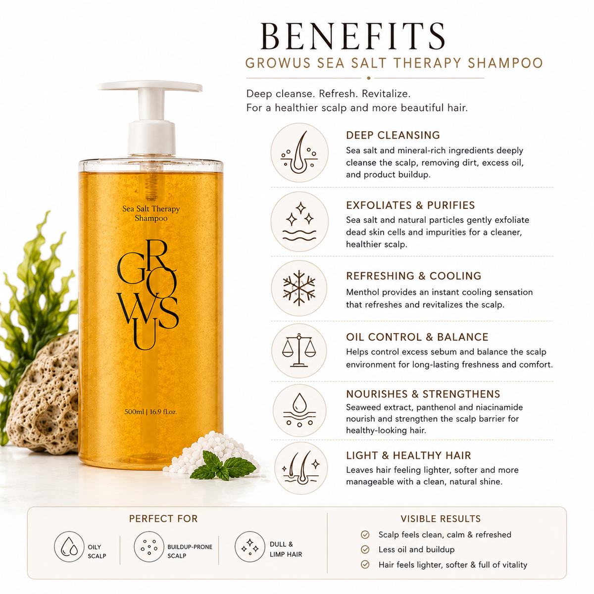 GROWUS Sea Salt Therapy Shampoo 500ml