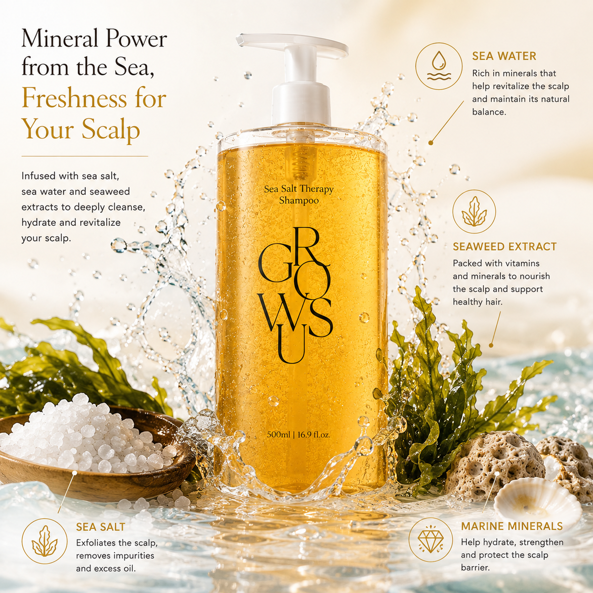 GROWUS Sea Salt Therapy Shampoo 500ml
