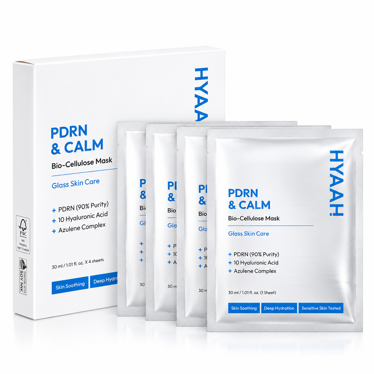 HYAAH PDRN Calm Biocellulose Mask 4ea