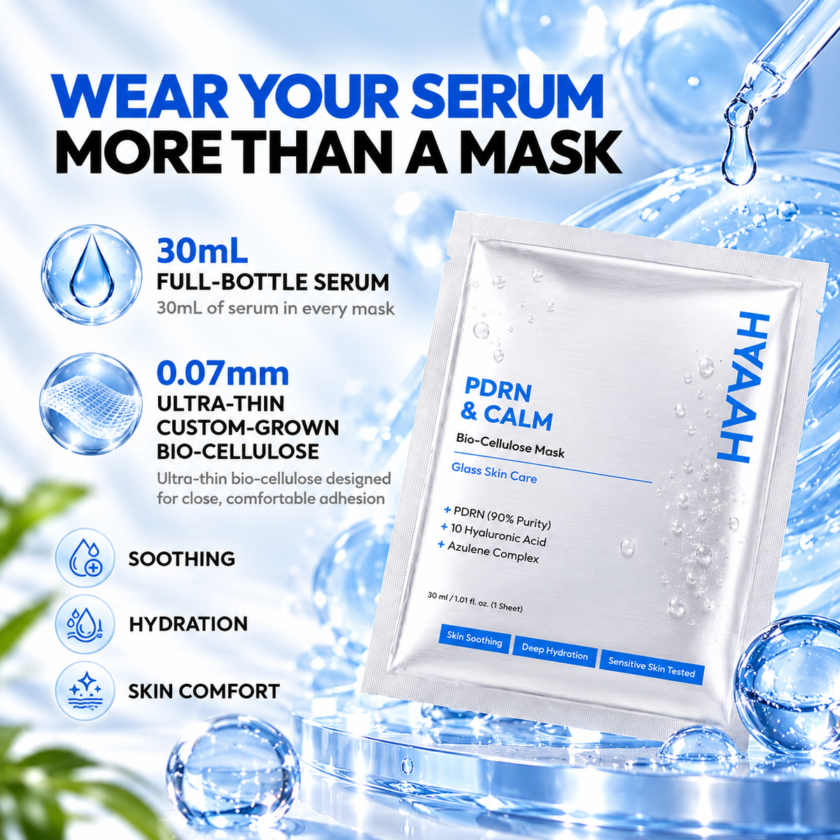 HYAAH PDRN Calm Biocellulose Mask 4ea