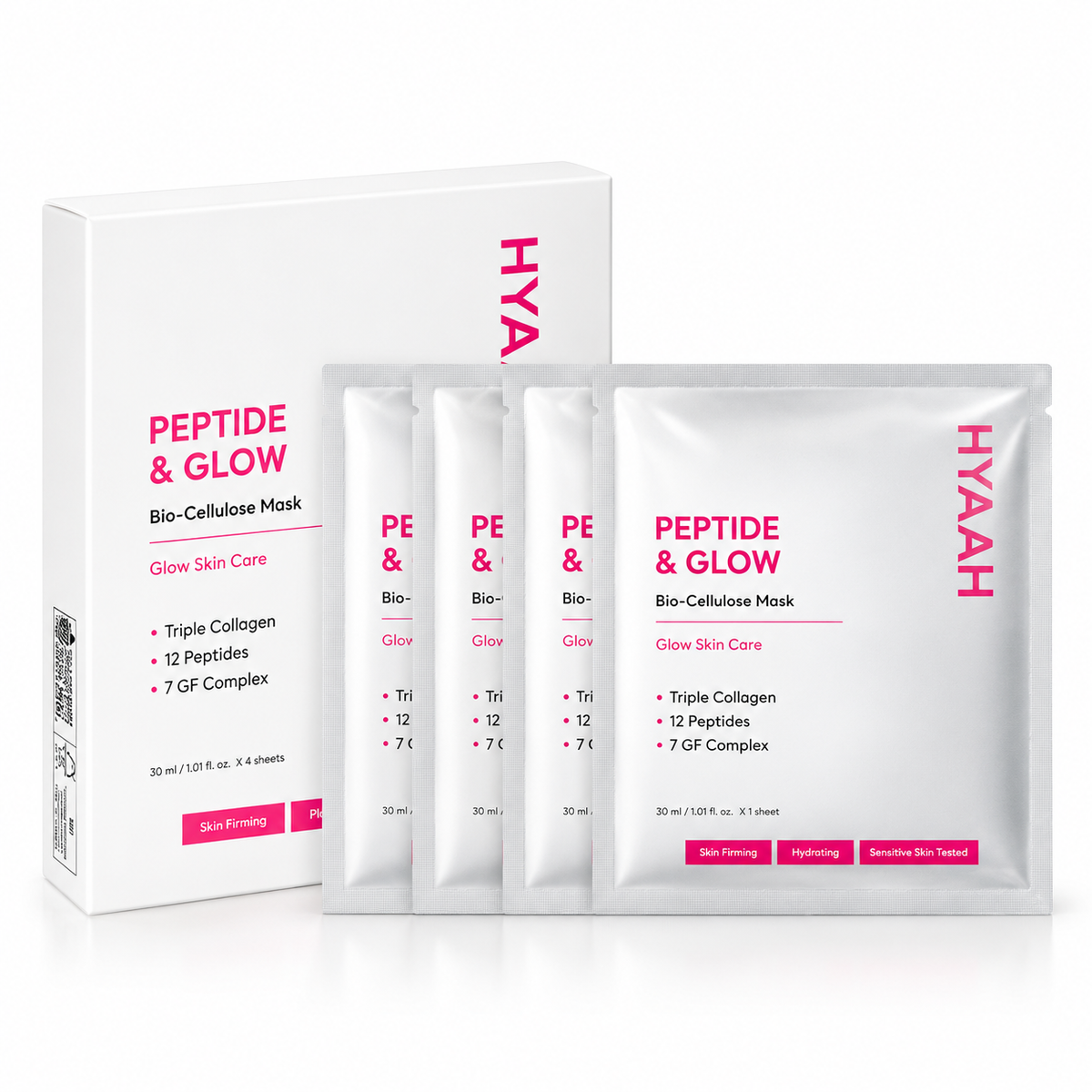 HYAAH Peptide & Glow Biocellulose Mask 4ea