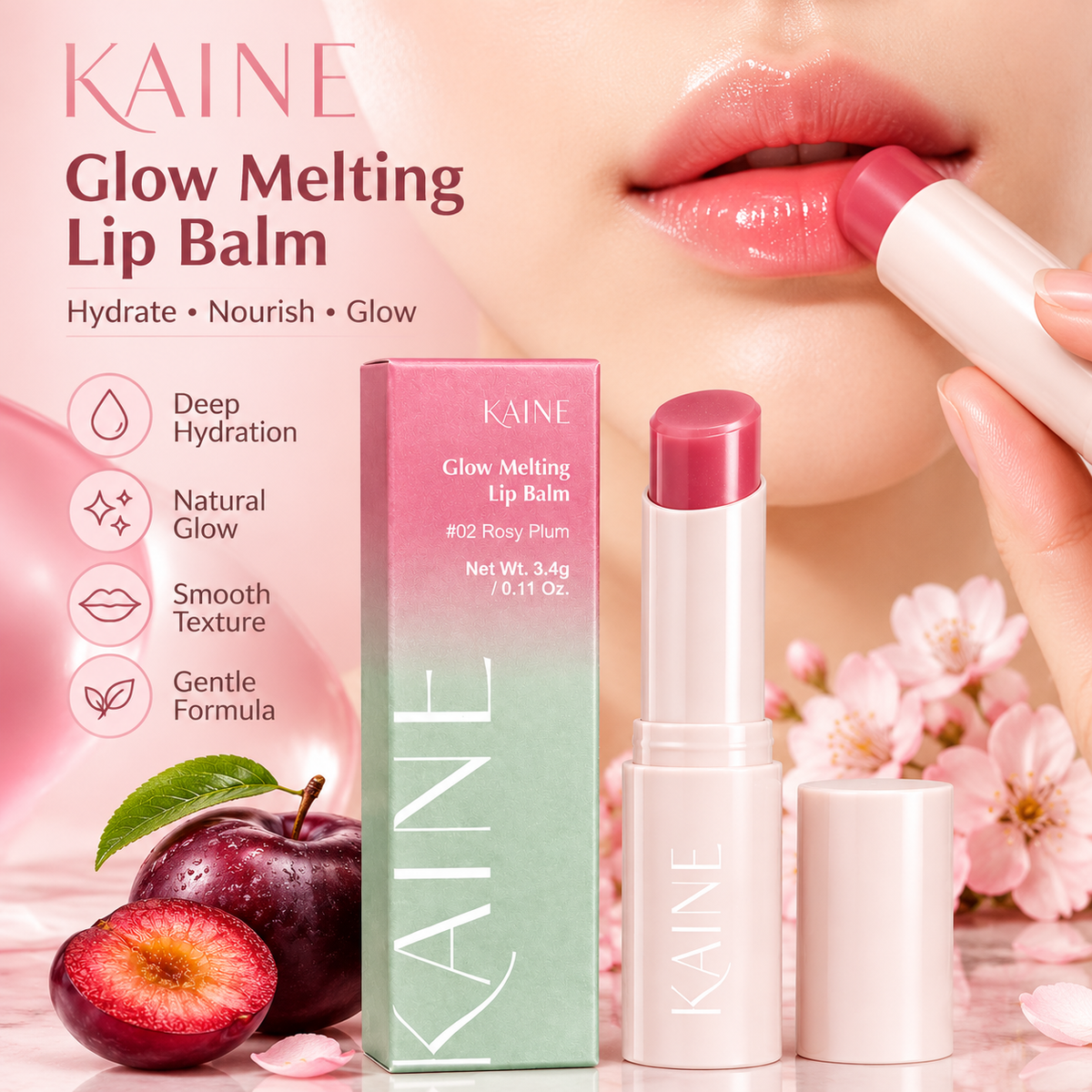 KAINE Glow Melting Lip Balm #02 Rosy Plum